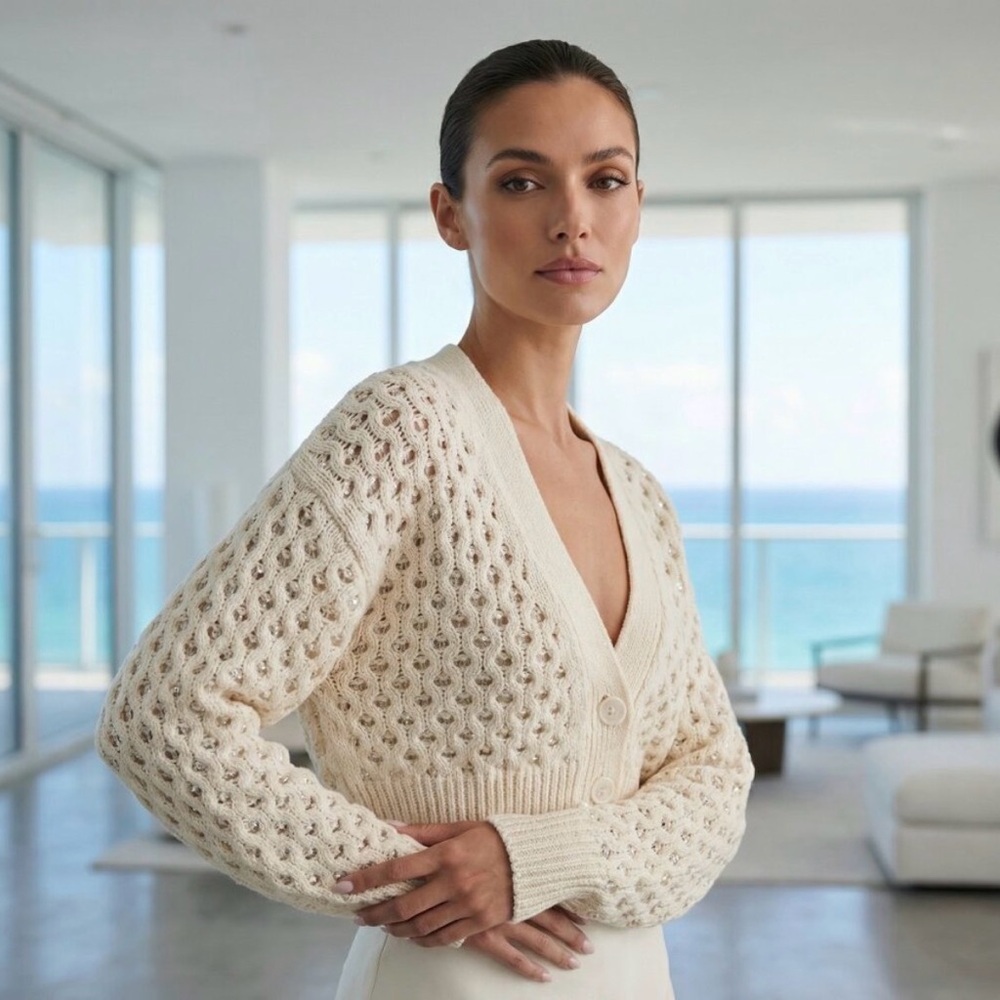 NWT Finders Keepers Cream Mabel Knit Cardigan